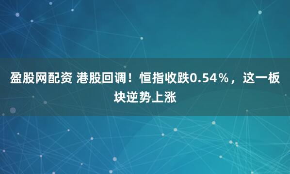 盈股网配资 港股回调！恒指收跌0.54％，这一板块逆势上涨